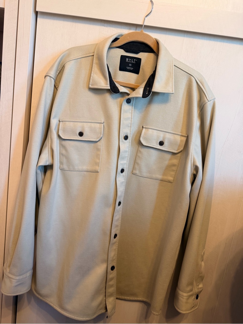 BYLT Basics Cream Lightweight Button-Up Shirt Jacket